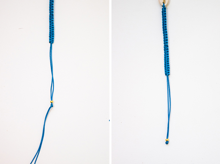 Ajouter une perle à l'extrémité du cordon du bracelet